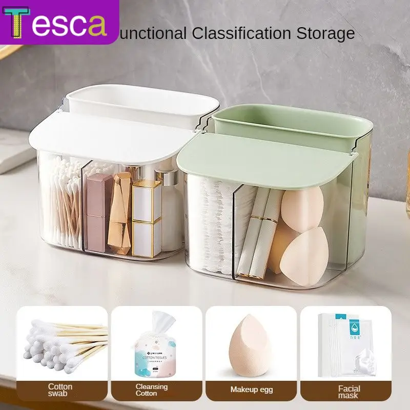 

Compartment Cosmetic Cotton Storage Wall Mounted Breathable Powder Puff Case Plastic Storage Box Bathroom Accessories