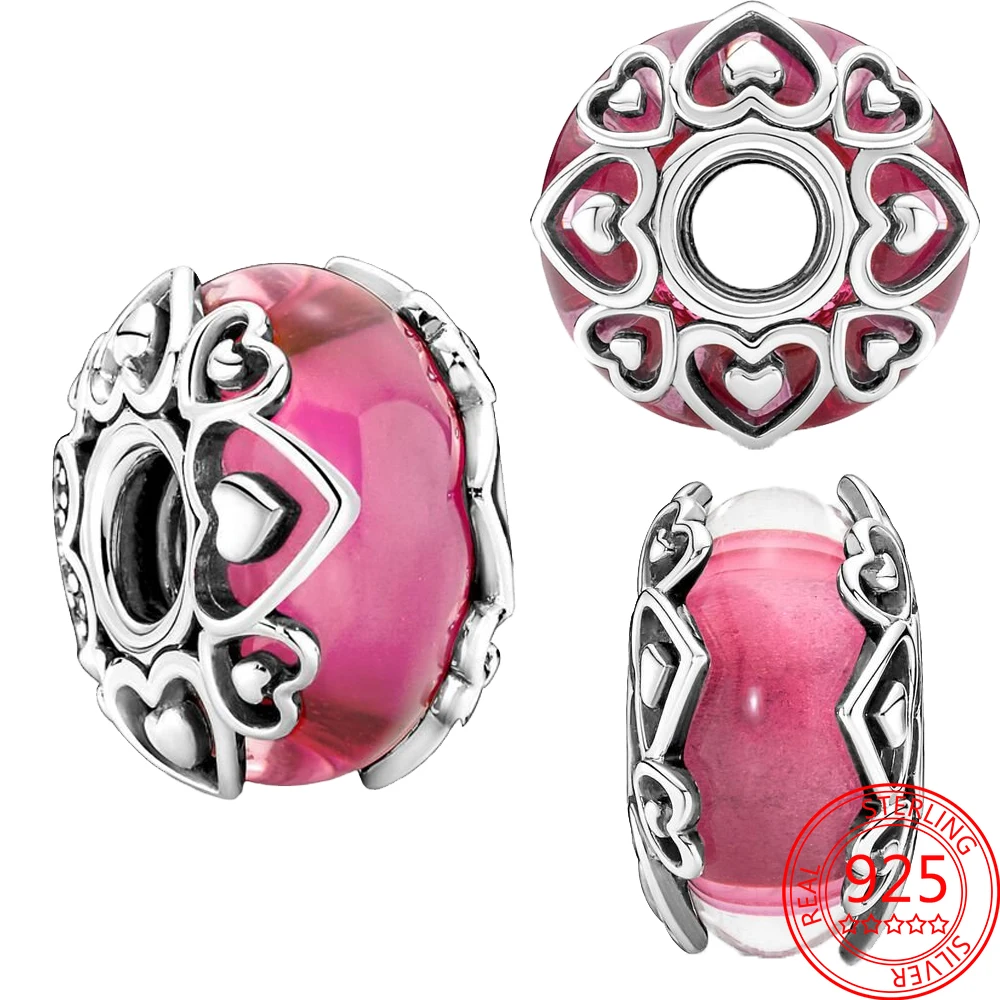 

Подвеска из серебра 925 пробы с розовым муранским стеклом