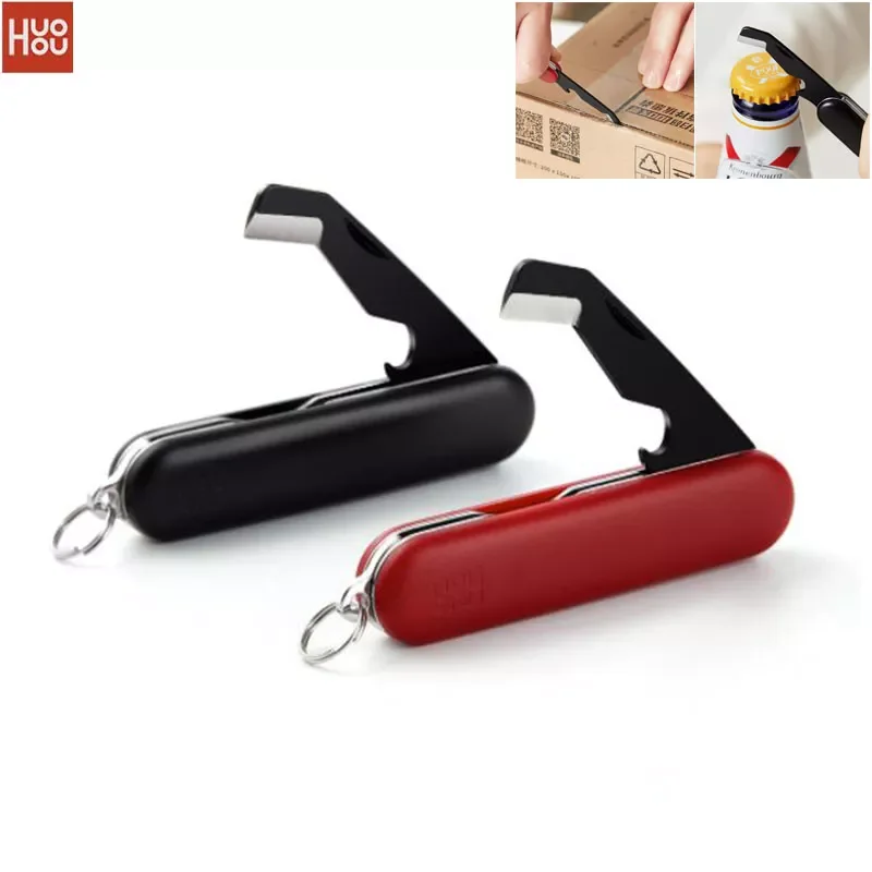 

2022 Huohou Mini Folding Box Opener Beer Open Stainless Steel Multi-function Knife Portable Open Package Sharp Cutter Camp Tool