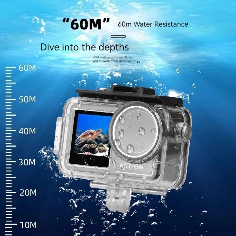 Фото Водонепроницаемый чехол 60M для экшн-камер DJI OSMO Action 5 Pro/4/3, защитный корпус, красный, розовый, фиолетовый, набор фильтров для дайвинга, аксессуары №2
