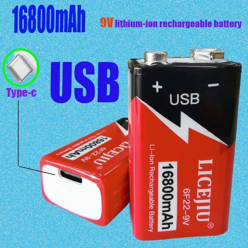Piles 9V Lithium Rechargeable par USB