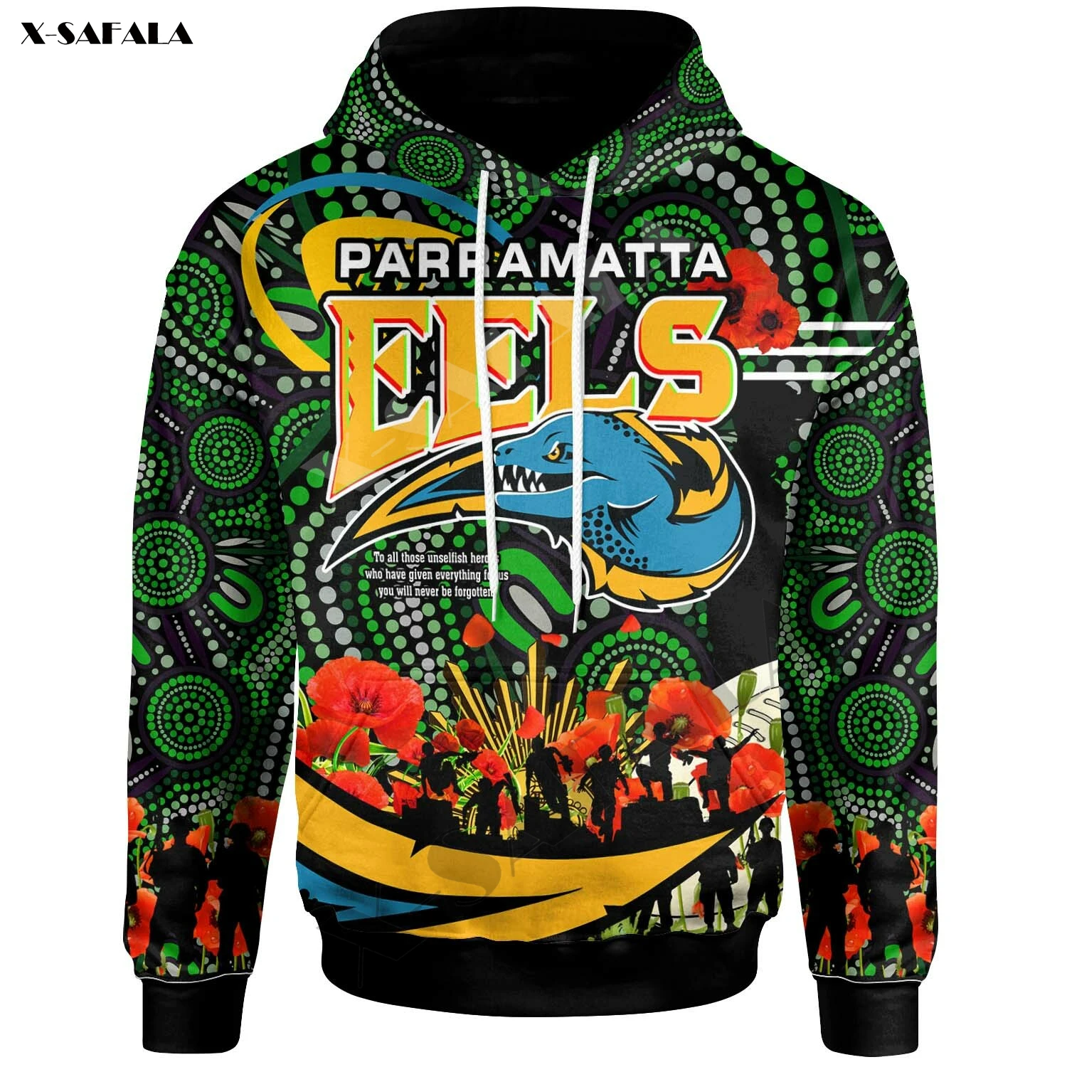 Eels Australia Anzac Day Lest We забудьте 3D печать на молнии Толстовка мужской пуловер свитшот