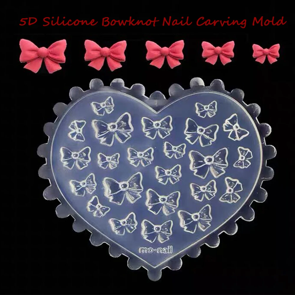 

1Pcs 5D Silicone Bowknot Nail Carving Mold Cute Bear Mould Stamping Design Polish UV Gel Stencils DIY Manicure Accessory Tools*