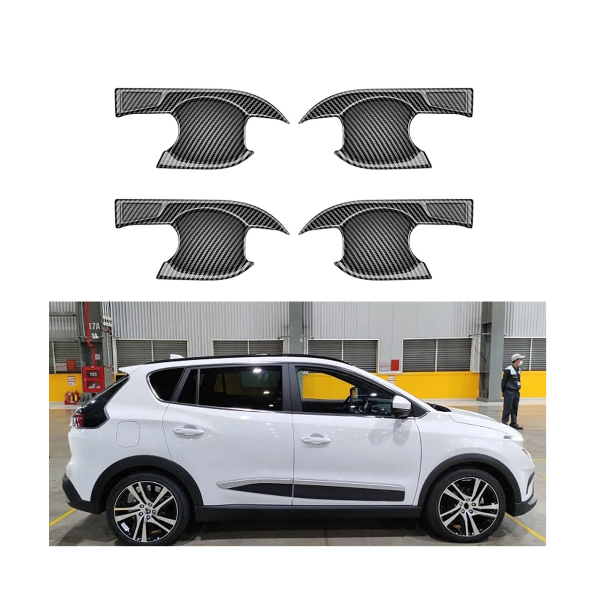 Декоративные наклейки из углеродного волокна на дверную ручку автомобиля Vinfast E34