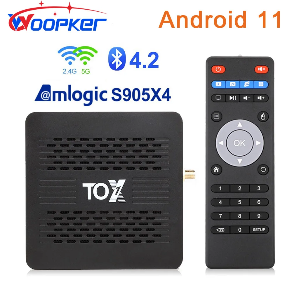 Woopker TOX3 TV BOX Amlogic S905X4 TVBox Android 11 4GB/32GB 2T2R 2.4G/5G Wifi 1000M Bluetooth Support AV1 4K Set-top