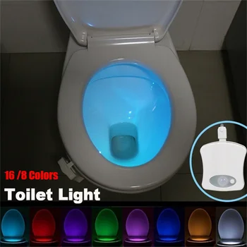 Toilet Night Light PIR Motion Sensor Toilet Light 8 or 16 Colors Human Bathroom Accessories Night Light 1