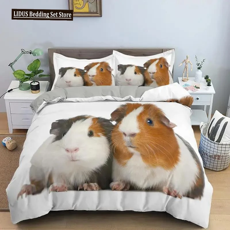 Guinea Pig Bedding Set Cute Mouse 3D Duvet Cover Animal Comforter For Kids Boys Girls Teen Soft Twin Polyester Quilt