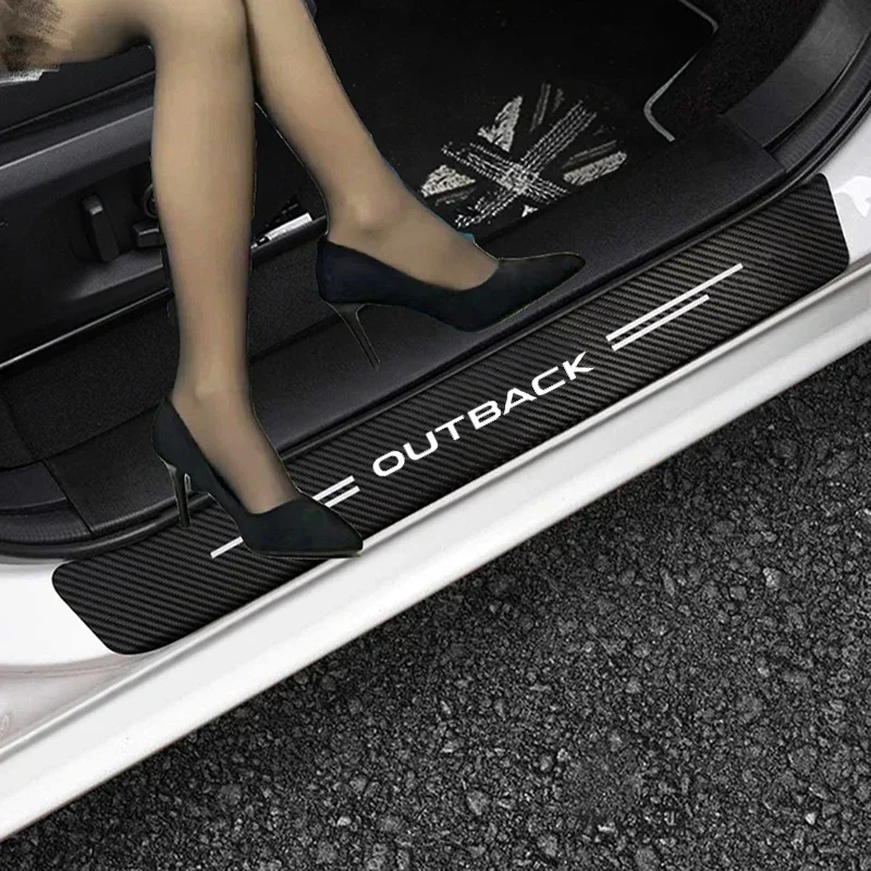 Фото Защитные накладки из углеродного волокна на пороги дверей автомобиля для Subaru Outback, наклейки на задний багажник с логотипом, аксессуары №5
