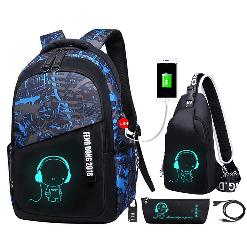 Florescent Kids School Backpack Boys Waterproof Durable School Bags for Boy High School Students Bookbag Mochilas Escolares