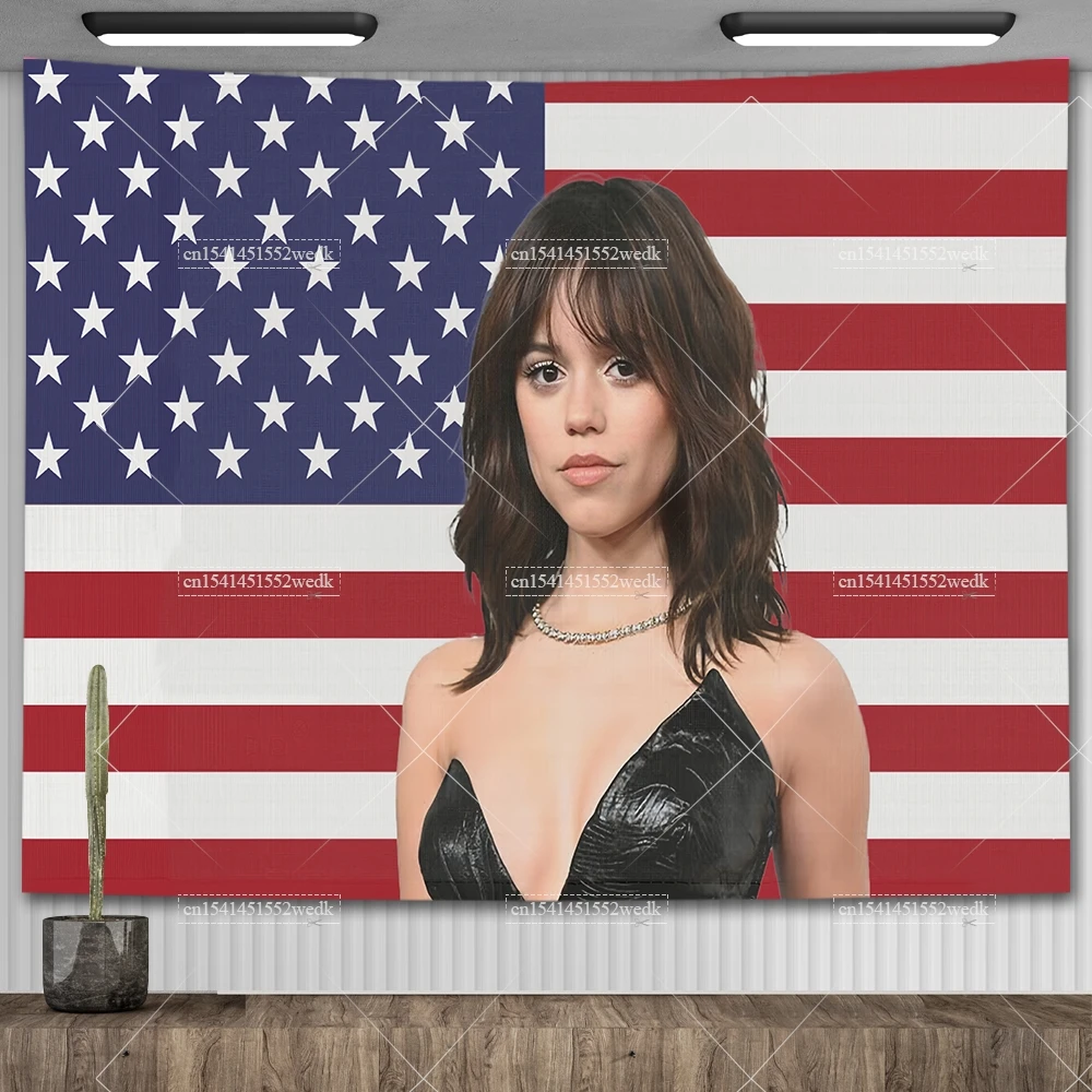 Гобелен Jenna Ortega с американским флагом