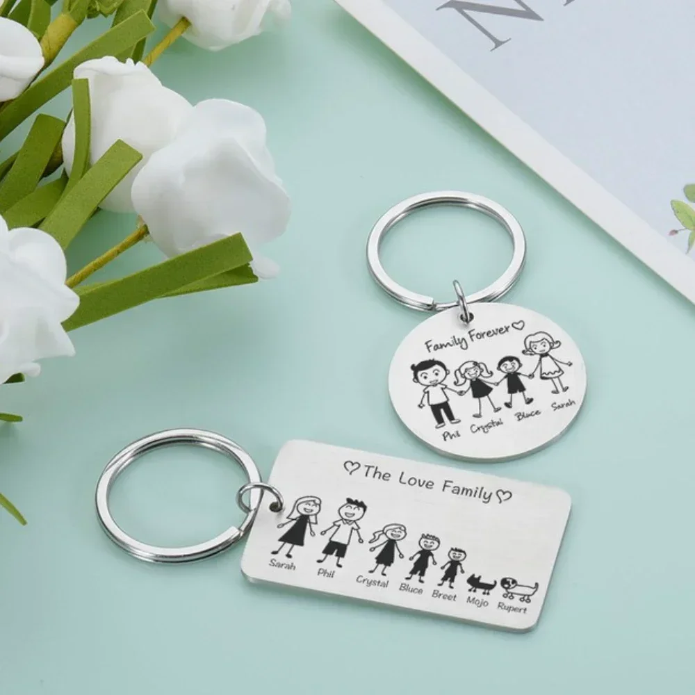 Персонализированный семейный Регулируемый брелок с именем для родителей