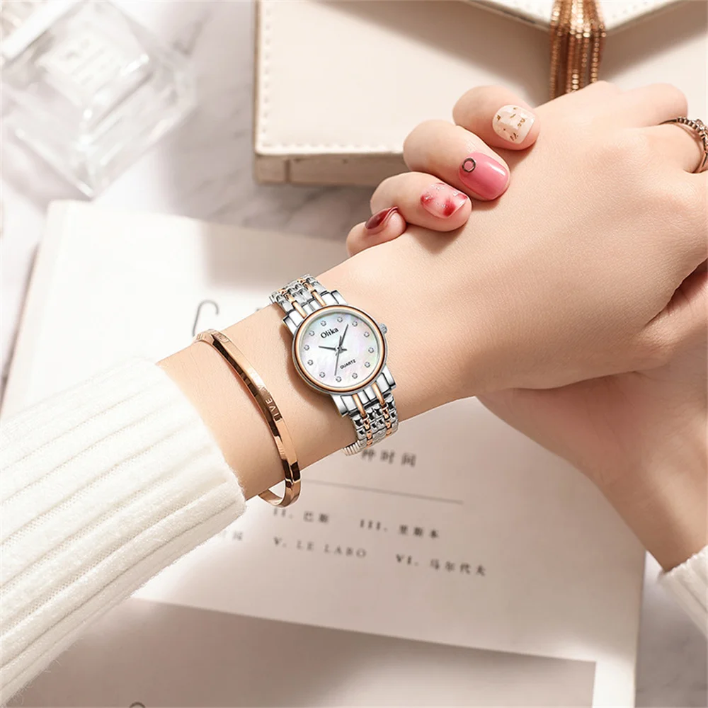 QSCY OLIKA Women'S Wristwatch Woman Watch for Women Stainless Steel Waterproof Fashion Quartz Wristwatches Free Shiping