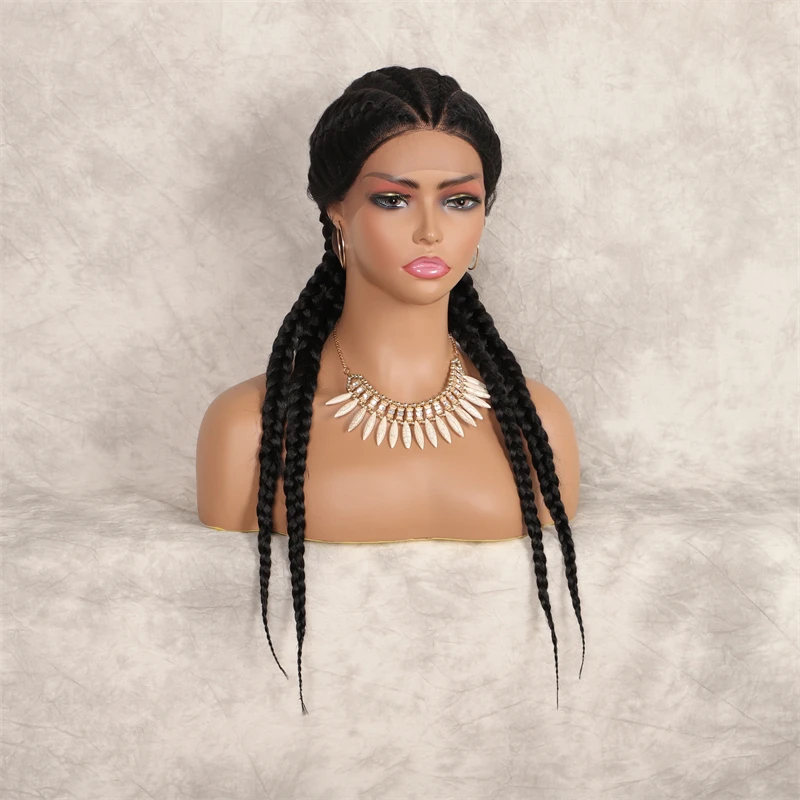 

Youthfee Braids Wig For Black Women Double Dutch Braided Wigs With Baby Hair 26 Inches Box Braided Wigs Synthetic Lace Front Wig