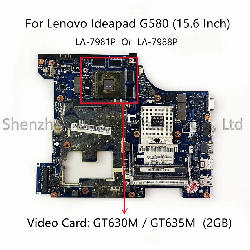 For Lenovo Ideapad G580 Laptop Motherboard With HM76 GT610M/GT710M/GT630M/GT635M 1GB/2GB Video Card LA-7981P LA-7988P Mainboard