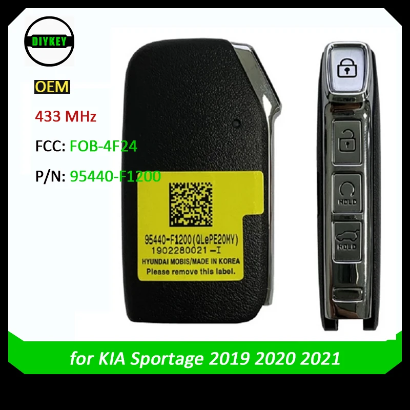 Оригинальный Бесконтактный дистанционный ключ DIYKEY OEM/Aftermarket с 4 кнопками 433 МГц