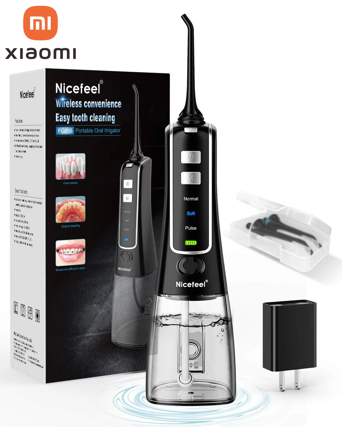 

NEW Cordless Water Flosser Teeth Cleaner, Nicefeel 300ML USB Rechargable Portable Oral Irrigator for Travel,Home 3-Modes IPX7