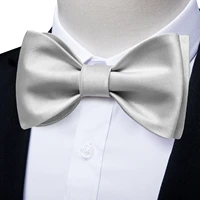 mens bowties gray silk luxury bow ties for men accessories cufflinks pocket square set wediing butterfly knots free shipping
