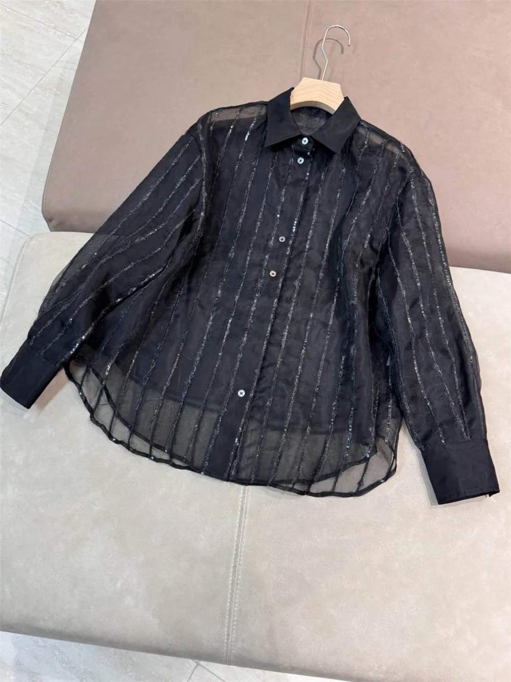 Женская шелковая рубашка MBMV черная