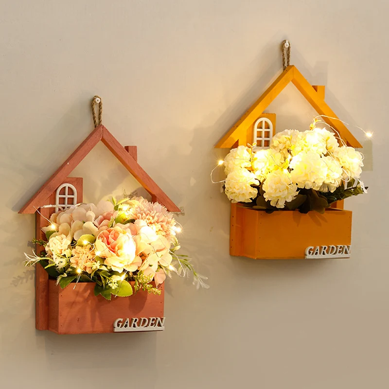 

Деревенский настенный Декор, деревянное подвесное украшение, искусственные растения, макраме, цветное настенное украшение, Рождественский...