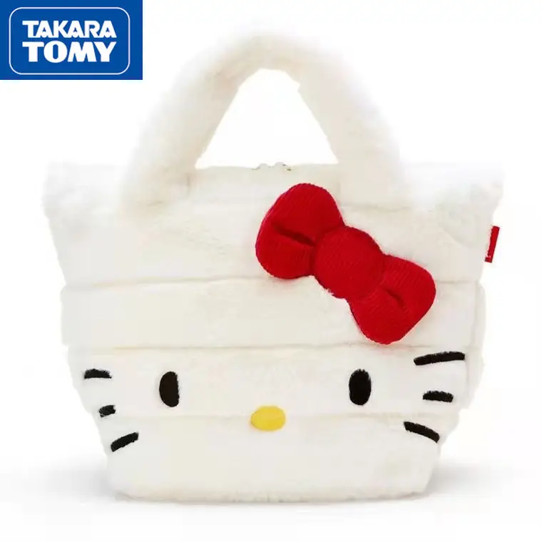 

Новинка Осень-зима, плюшевая сумка TAKARA TOMY с бантом из мультфильма Hello Kitty, большая емкость, подогреватель для рук
