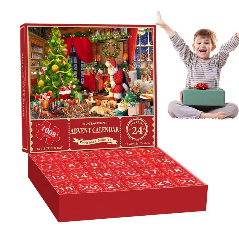 

Christmas Countdown Calendar Puzzle Christmas Advent Jigsaw Puzzles 1008 Pieces 24 Days Countdown To Christmas Puzzle Kids Gift