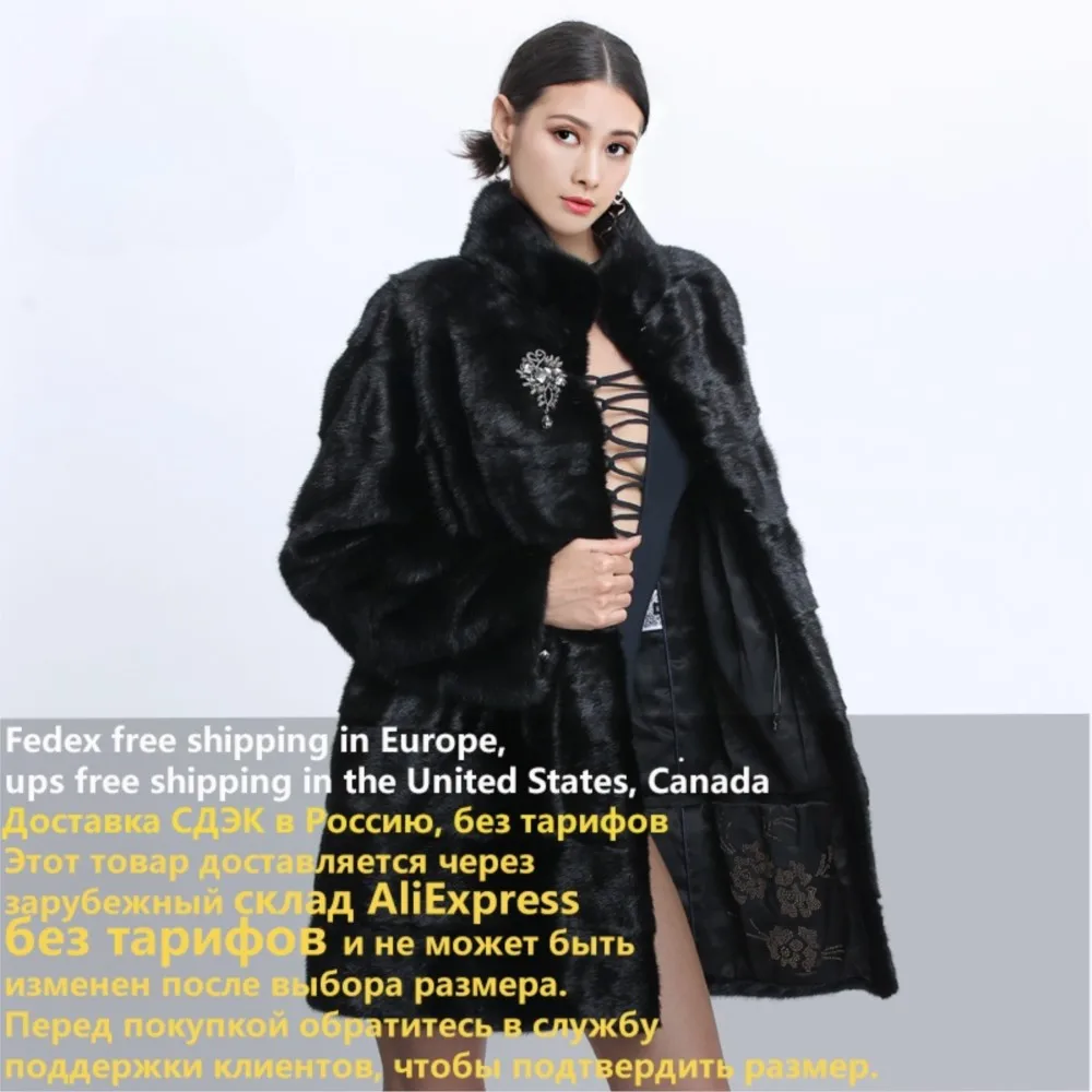 Fur Coat Real Mink Women Transformer Winter Coats Plus Size Fur Women Clothes Russian Black Mink Hooded Thick Warm Outwear 2022