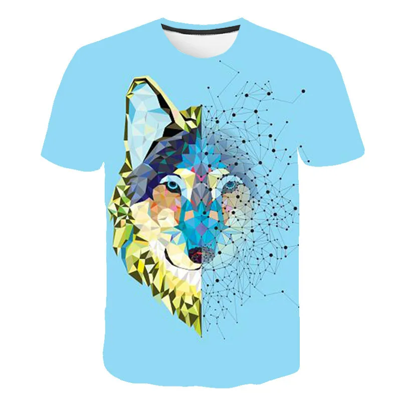 

Summer 2021 Latest Animal Wolf T Shirt Men 3D Print Cute Funny T-shirt Fashion O-neck Casual Short Sleeve harajuku Anime t-shirt