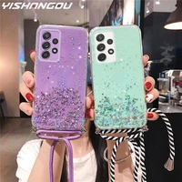crossbody necklace glitter case for samsung galaxy a52 a72 a32 a12 a22 5g a51 a71 a50 s22 s21 ultra s20 fe lanyard rope cover