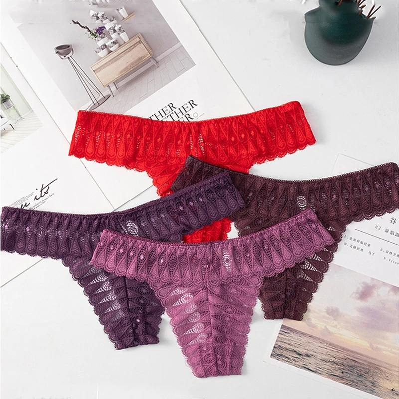 

Sexy Transparent Lace Floral Underwear Low Rise G-string Thong Panties for Woman Lingerie Fashion Hollow See Through Intimates