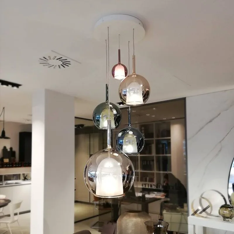 

Bubble Glass Small Chandelier Restaurant Bedroom Bar Multi-head Combination Staircase Light Chandelier G9 dinning room lights