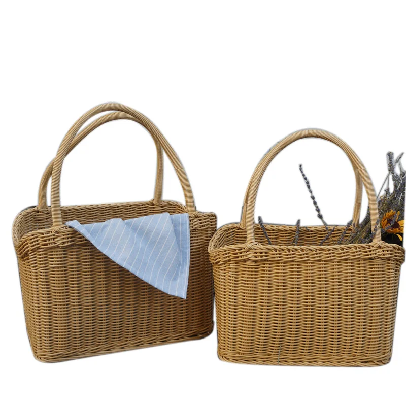 

Корзина из искусственного ротанга, плетеная корзина, корзина для покупок, корзина для фруктов, корзина для хранения, корзина для овощей, кор...