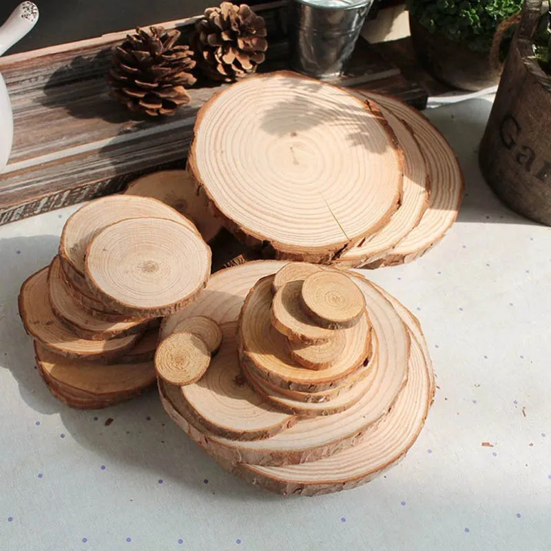 

20Pcs 1-5CM Pine Slices Double-Sided Natural Round Wood Chips DIY Handmade Gifts Home Decoration Photograghy Props Wedding Decor