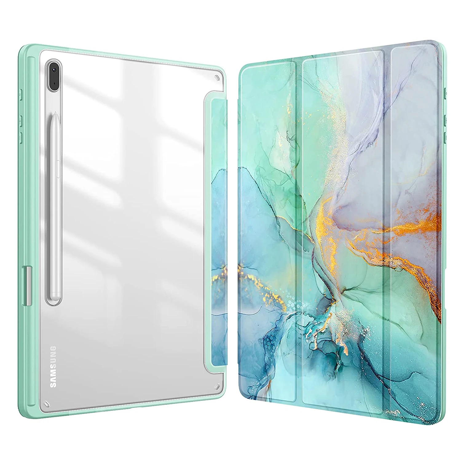 

For Samsung Galaxy Tab S7 S8 Plus FE Case Transparent Back Tablet Cover For Samsung Tab S7 S8 Case With Pencil Holder