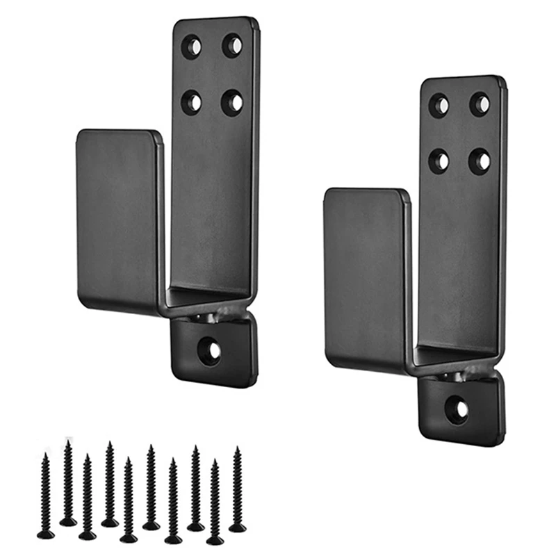 2X4 Door Barricade Brackets Heavy Duty Upgraded Bar Holder For Home Security Suit Lumber Black Accessories
