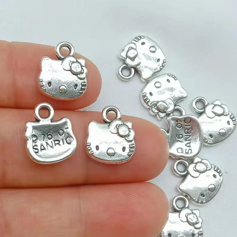 

20pcs Charms cute kitten head 13x11mm Tibetan Silver Color Cat Pendants Antique Jewelry Making DIY Handmade Craft