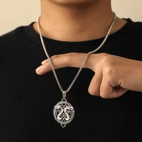 retro punk viking hollow dragon alloy pendant necklace for men holiday gift fashion accessories goth jewelry stainless steel