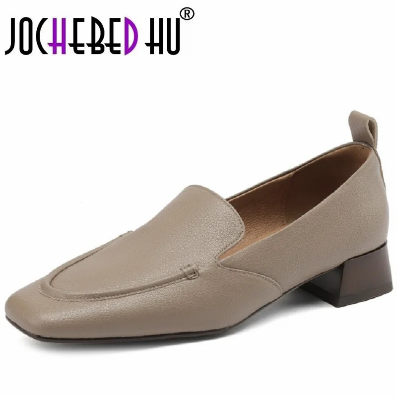 

Туфли-лодочки женские из натуральной кожи, на толстом каблуке