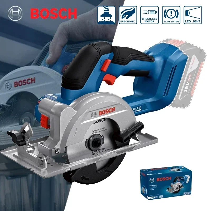 

Электрическая циркулярная пила BOSCH GKS 18V-44, 18 в, бесщеточная, 125 мм, многоугольный Столярный электроинструмент, режущая машина Bosch стандарта