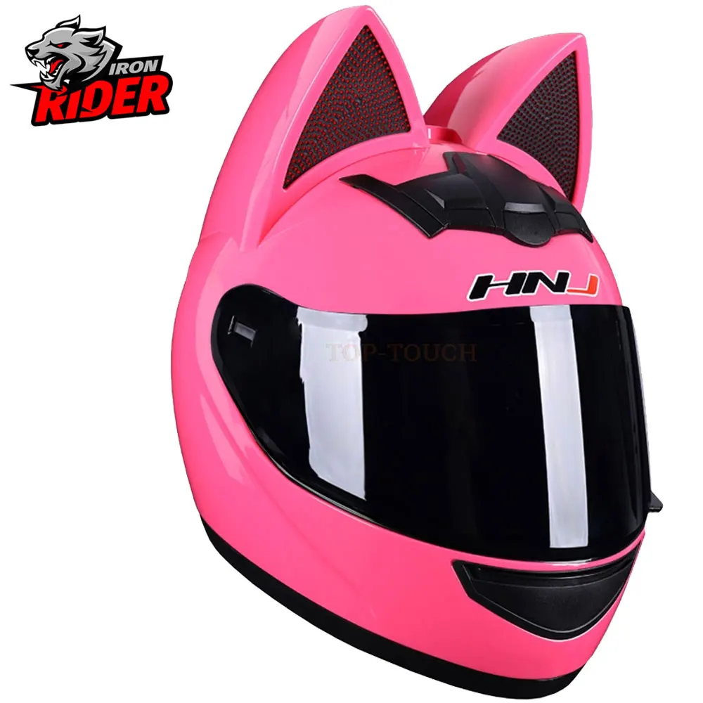 

Мотоциклетный шлем для мужчин и женщин, обтекаемый дышащий, защита головы, съемные кошачьи уши
