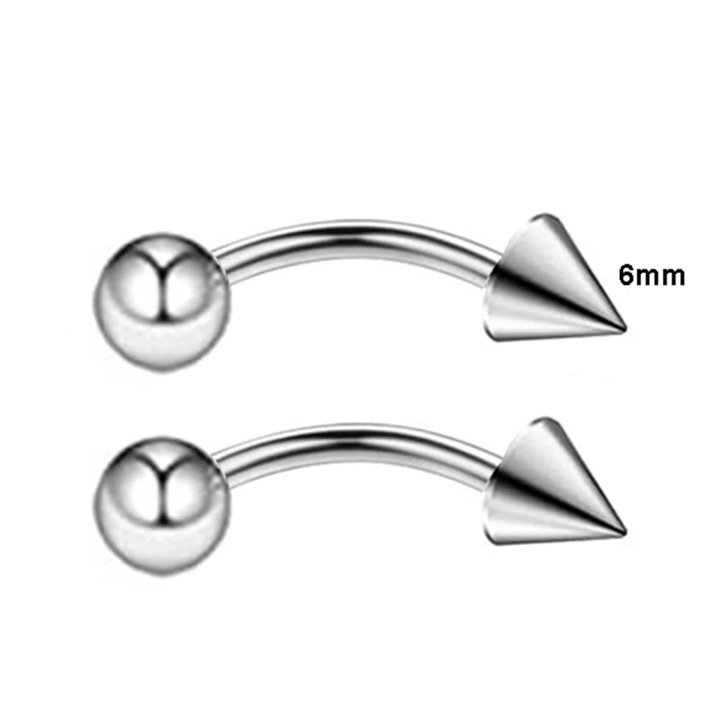 2Pcs Eyebrow Piercing Banana Shape Lip Ring Stainless Steel Curved Barbell Stud Helix Navel Cartilage Earring Body Jewelry 16G images - 6