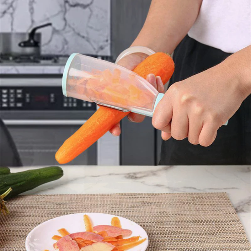 

Kitchen Fruits Peeler Stainless Steel Slicer Peeling Knife Gadgets Vegetable Peeler With Container Potato Carrot Apple Shredders