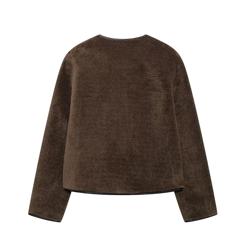 RZRA2024 Новые зимние товары женская флисовая куртка с круглым вырезом и длинными