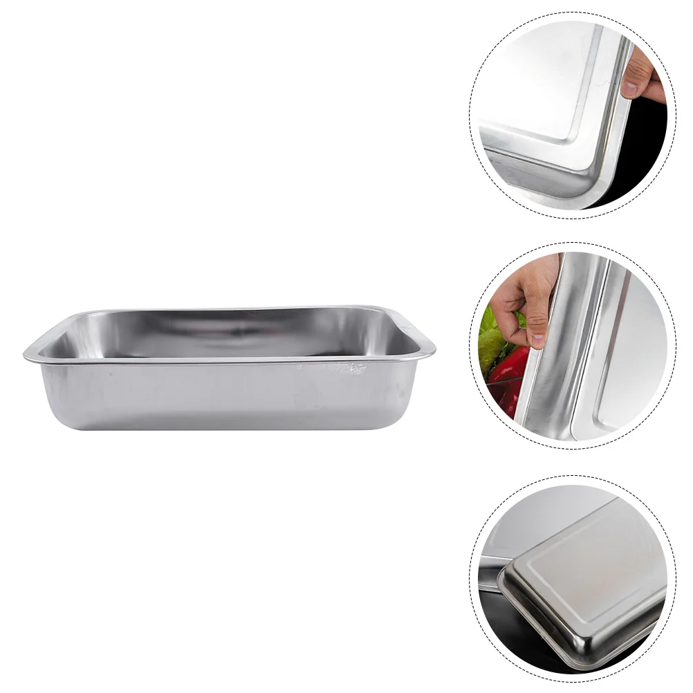 

Stainless Steel Plate Rectangular Multifunctional Food Container Storage Kitchen Supply