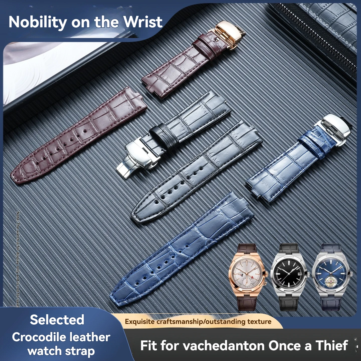 Фото Подходит для серий Vacheron Constantin 4300V, 4500V, 5500V, мягкий ремешок из крокодиловой кожи, аксессуары для часов из натуральной кожи. №1