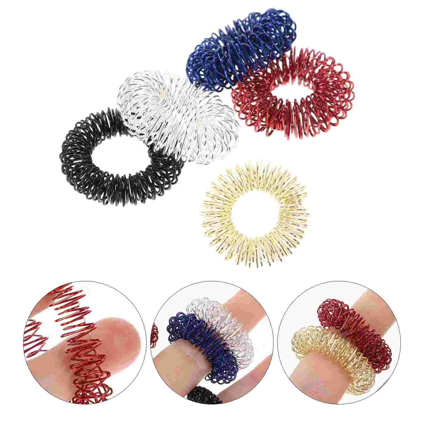 

5pcs Finger Acupressure Ring- Rings Stress Reducer Spiky Sensory Finger Rings Hand Fidget for Kids Adults Teens Stress Reducer