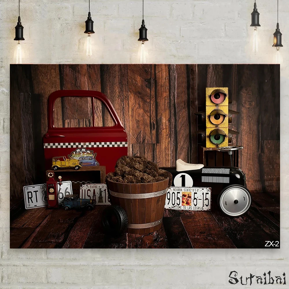 

Photography Background Car Repair Warehouse Automobile Mechanic Boy Birthday Cake Smash Decor Rustic Wood Backdrop Photo Studio