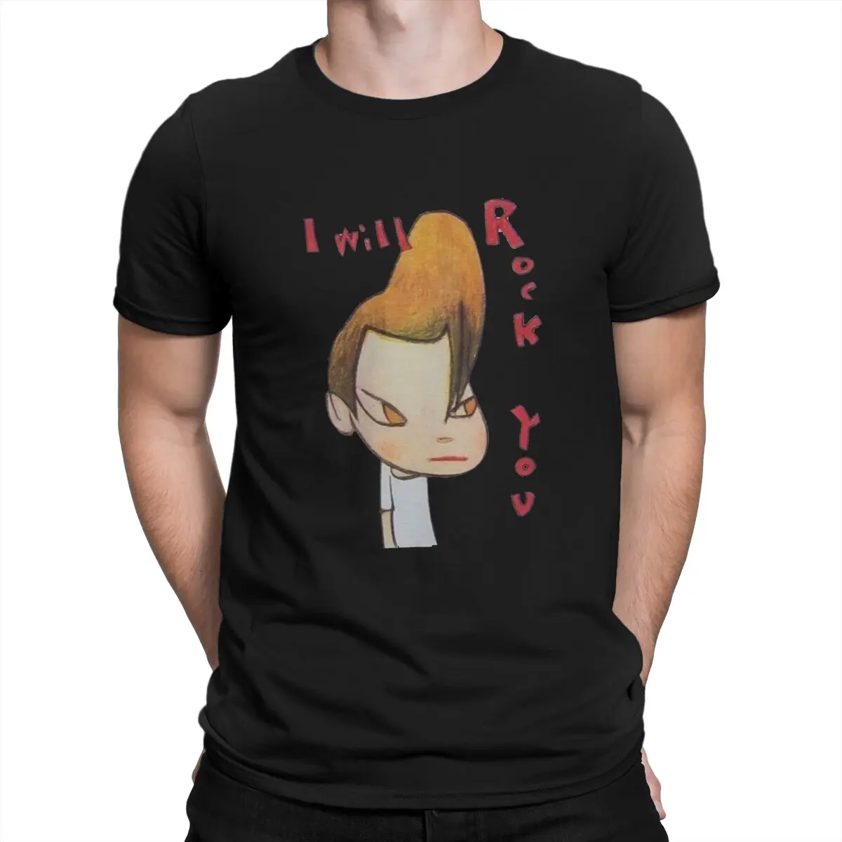 

lacma I Will Rock You Men TShirt Yoshitomo Nara Japanese Artist Crewneck Short Sleeve Fabric T Shirt Funny High Quality Gifts