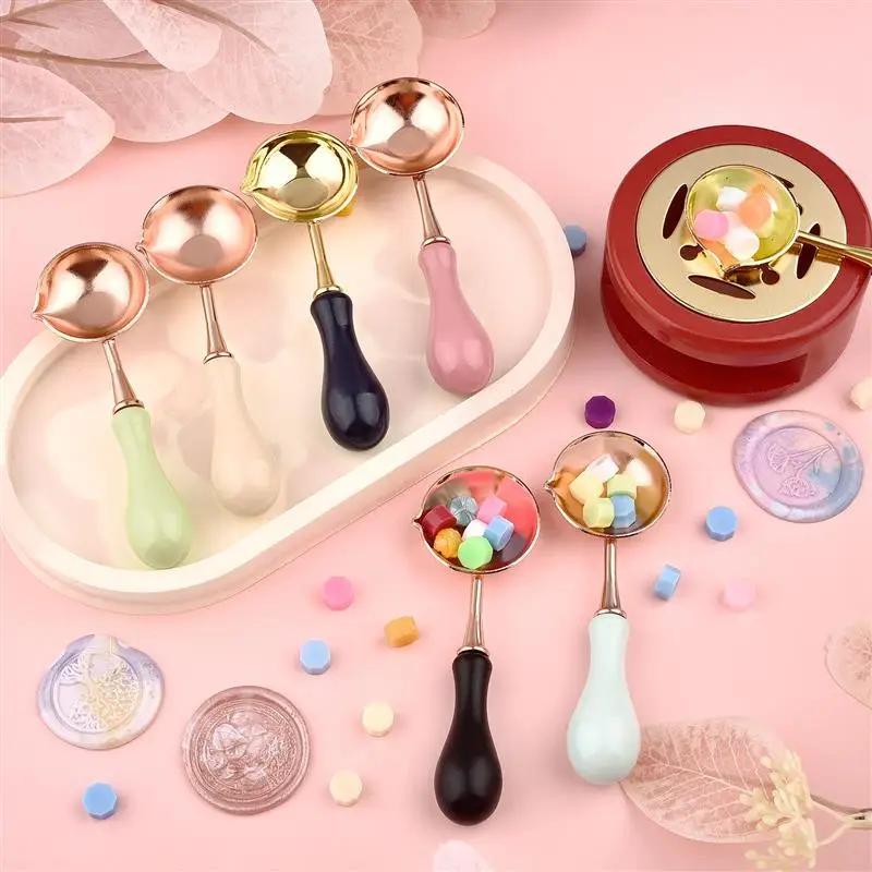 Ложка для воска изготовления штампов с деревянной ручкой винтажный конверт