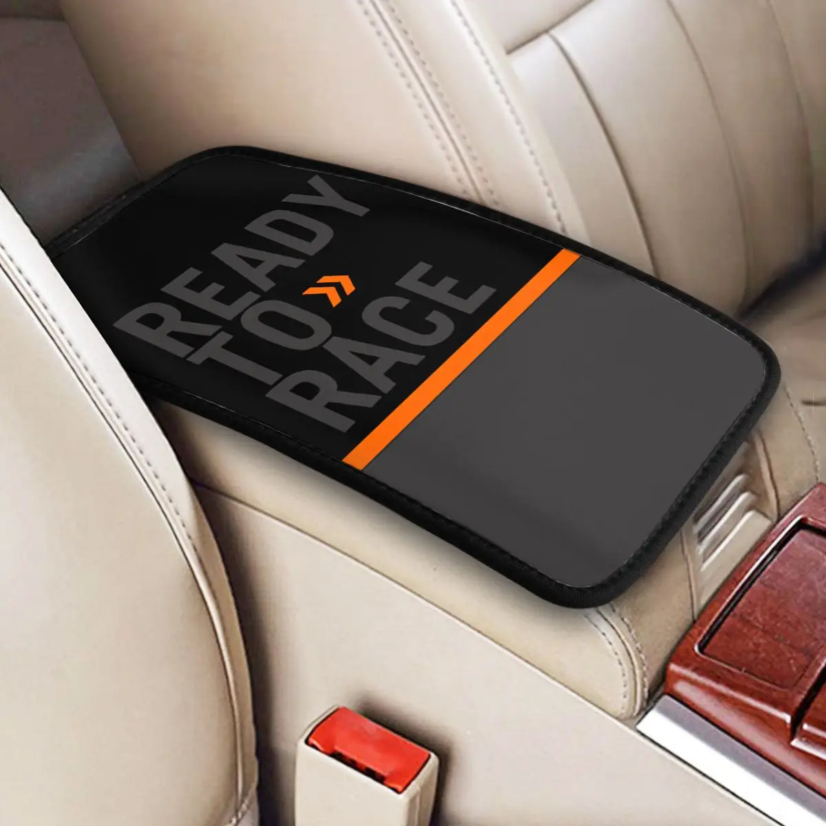 

Ready To Race Logo Car Armrest Box Pad Non-Slip Racing Sport Motorcycle Rider Center Console Cover Mat Interior Accessories
