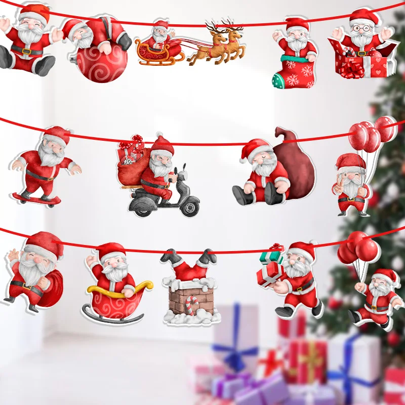 

Cartoon Santa Claus Paper Hanging Decor 2024 Xmas Banner Christmas Tree Decor Merry Christmas Decor For Home Happy 2024 New Year